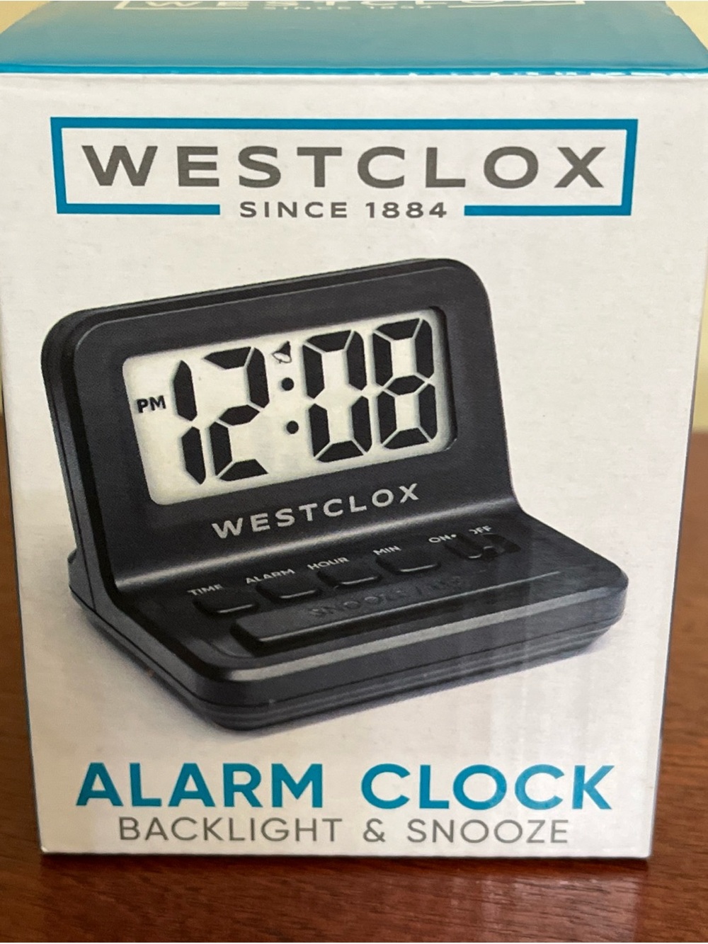 Westclox black LCD digital bedside alarm clock with snooze function